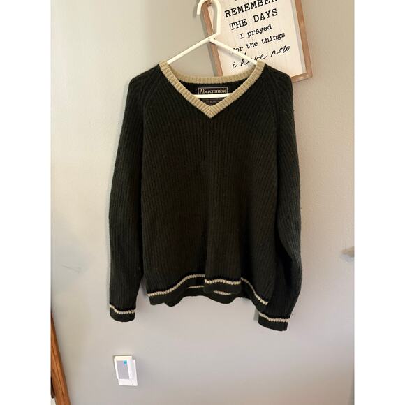 Abercrombie & Fitch Lambswool Blend V-Neck Sweater Men’s Size XL Y2K - Picture 1 of 3